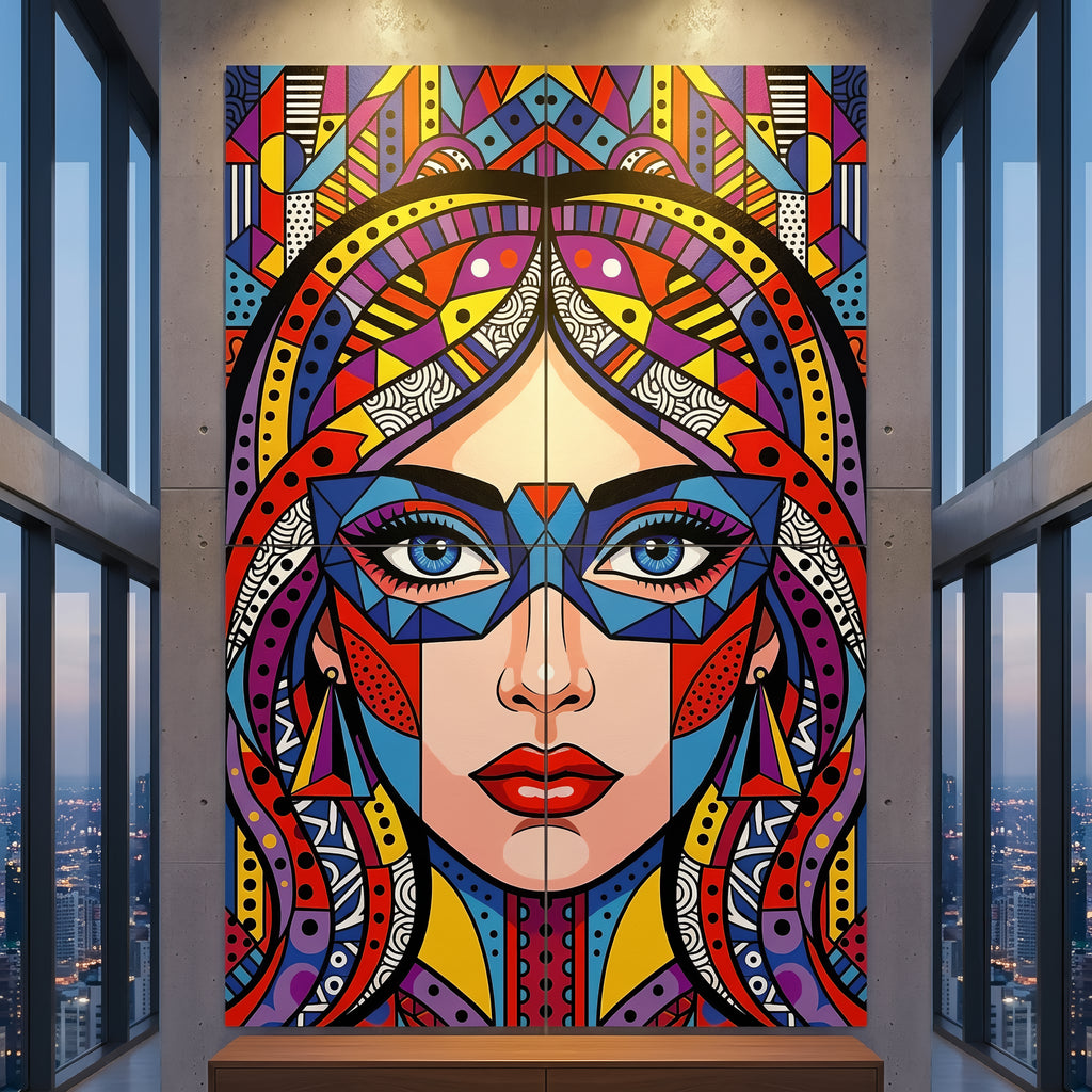 VIXEN | Vibrant Masked Female Pop Art Portrait | Multi-Print Maximalist Wall Art