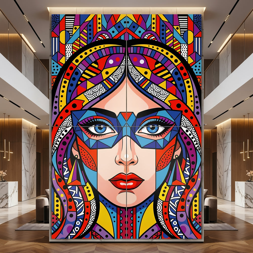VIXEN | Vibrant Masked Female Pop Art Portrait | Multi-Print Maximalist Wall Art