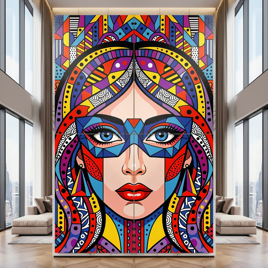 VIXEN | Vibrant Masked Female Pop Art Portrait | Multi-Print Maximalist Wall Art