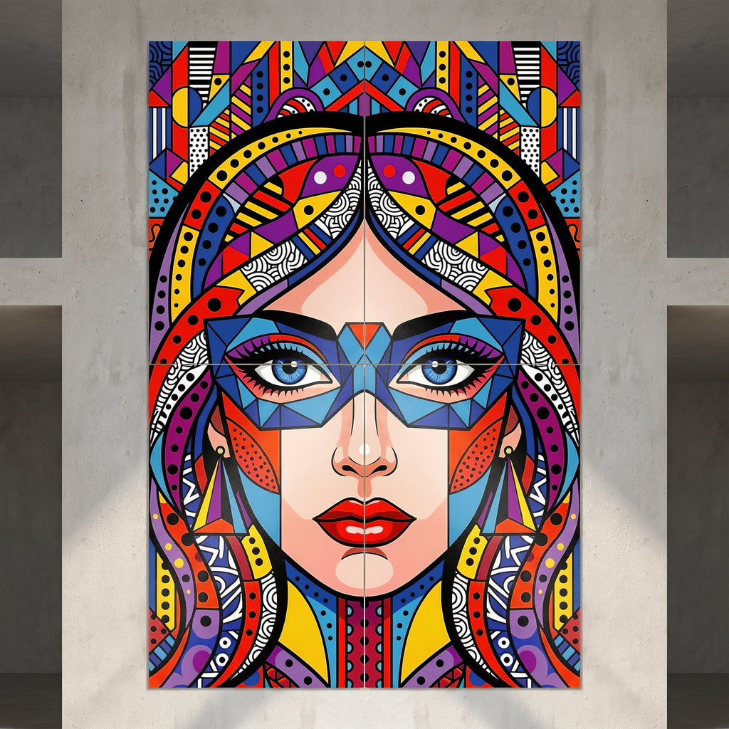 VIXEN | Vibrant Masked Female Pop Art Portrait | Multi-Print Maximalist Wall Art