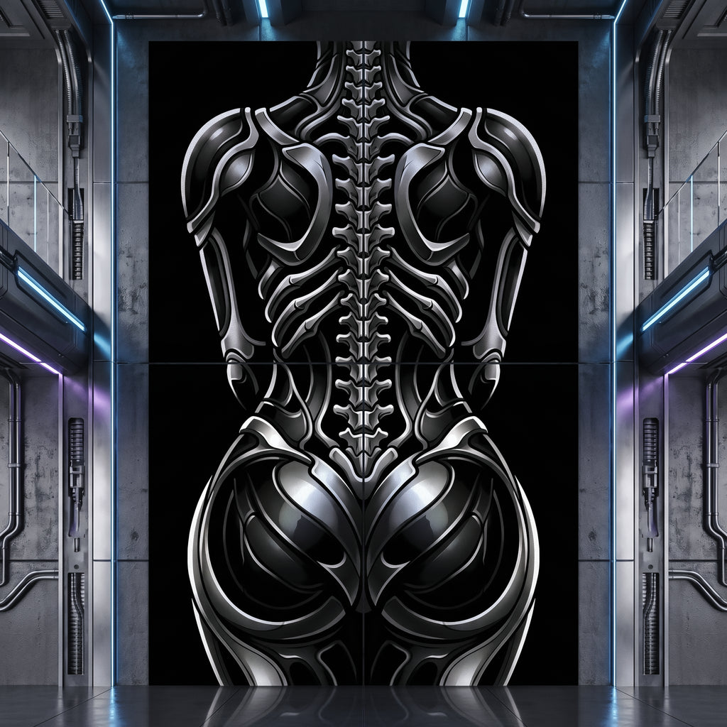XENIA | Metallic Female Alien Cybernetic Body Op Art | Luxury Gothic Multi-Print Wall Art