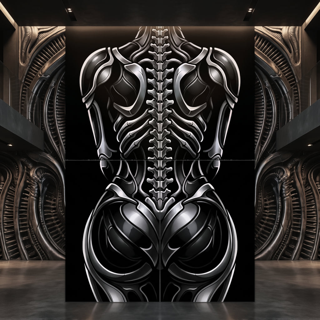 XENIA | Metallic Female Alien Cybernetic Body Op Art | Luxury Gothic Multi-Print Wall Art