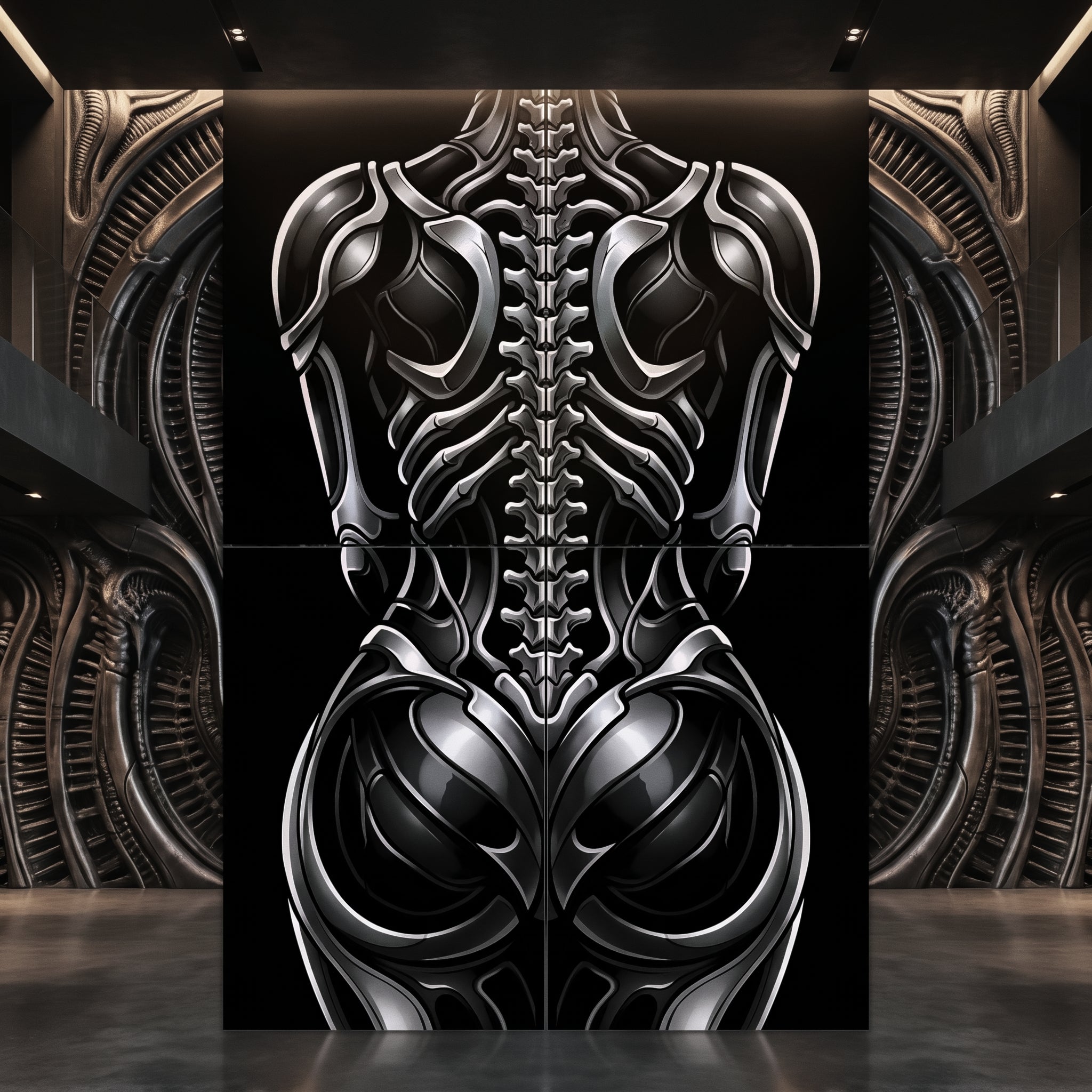 XENIA | Metallic Female Alien Cybernetic Body Op Art | Luxury Gothic Multi-Print Wall Art