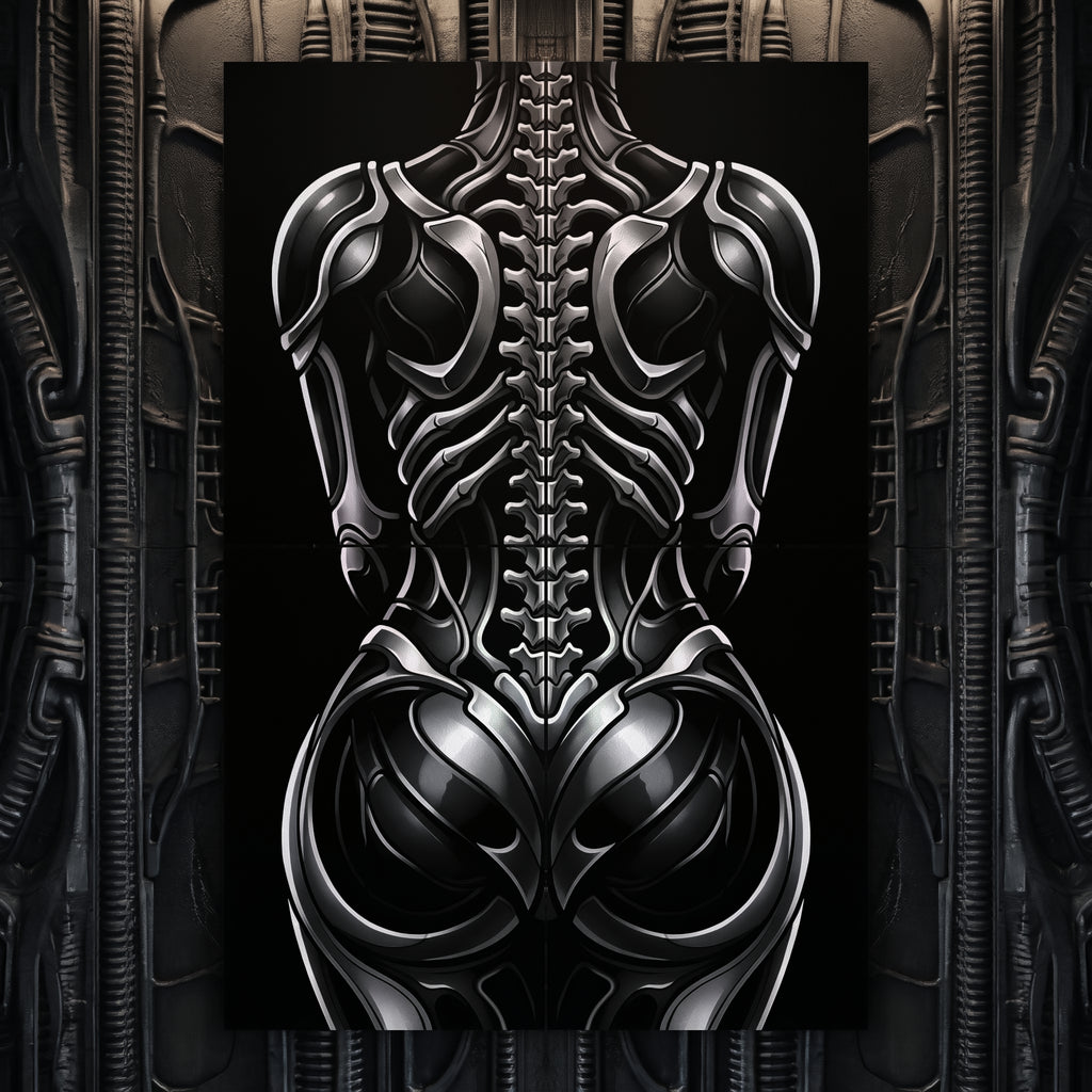 XENIA | Metallic Female Alien Cybernetic Body Op Art | Luxury Gothic Multi-Print Wall Art