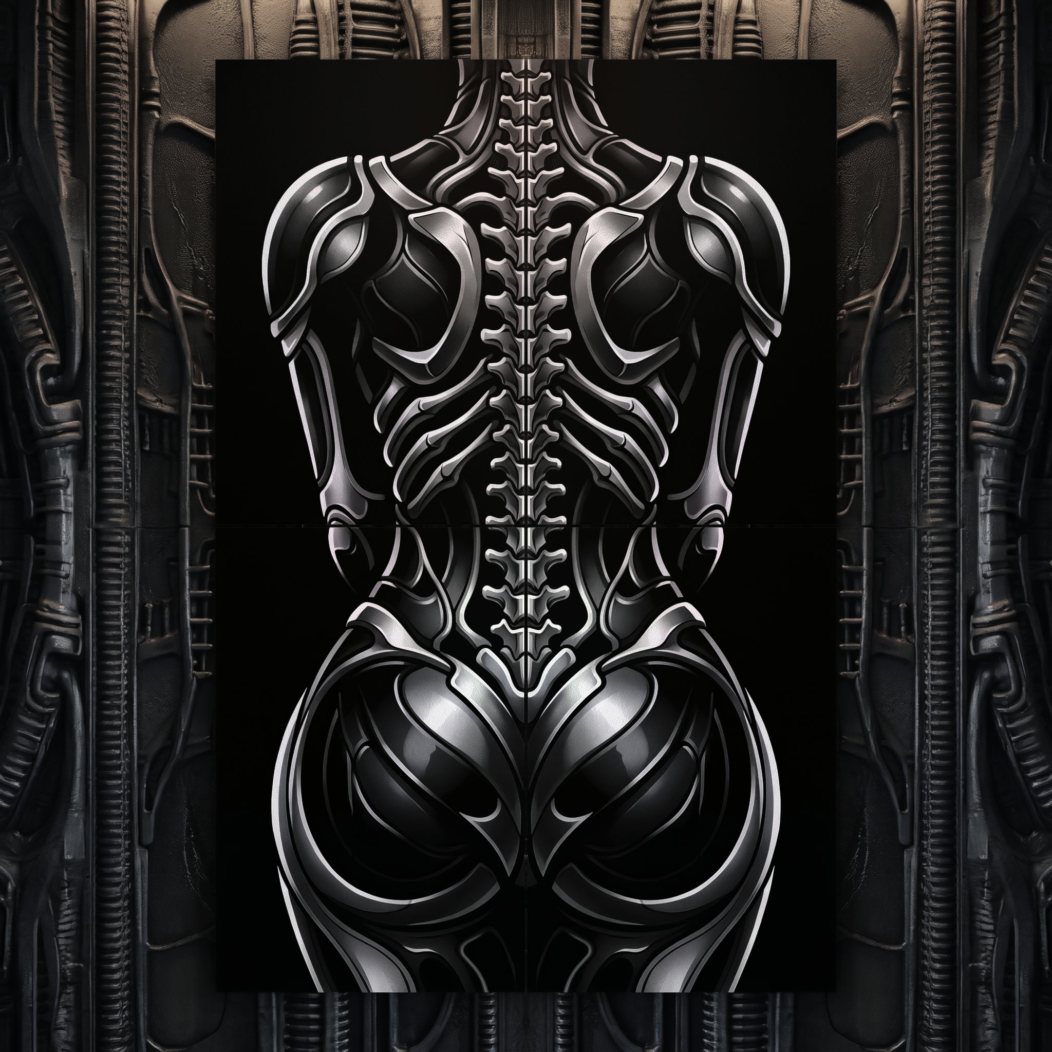 XENIA | Metallic Female Alien Cybernetic Body Op Art | Luxury Gothic Multi-Print Wall Art