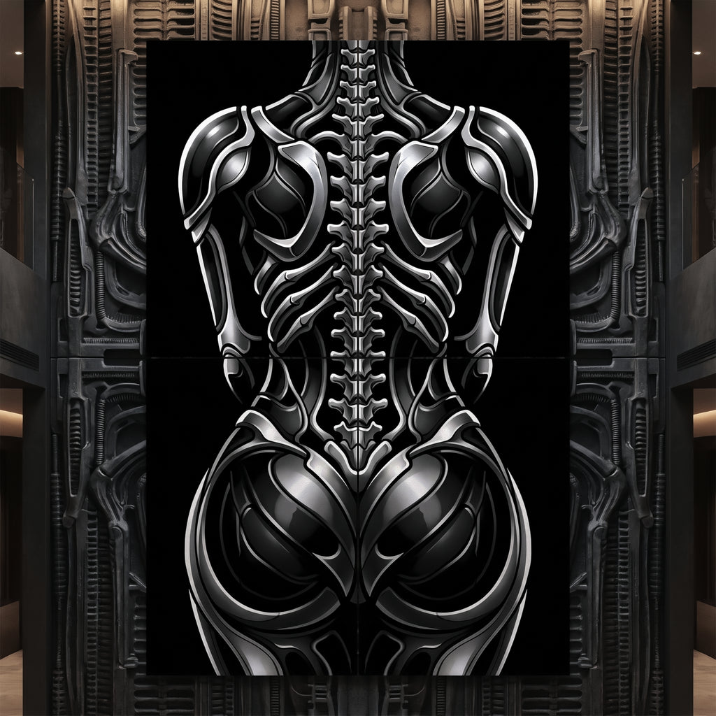 XENIA | Metallic Female Alien Cybernetic Body Op Art | Luxury Gothic Multi-Print Wall Art