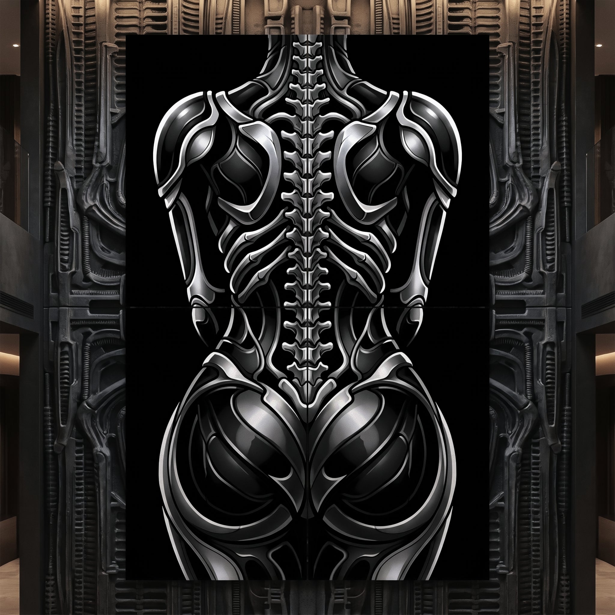 XENIA | Metallic Female Alien Cybernetic Body Op Art | Luxury Gothic Multi-Print Wall Art
