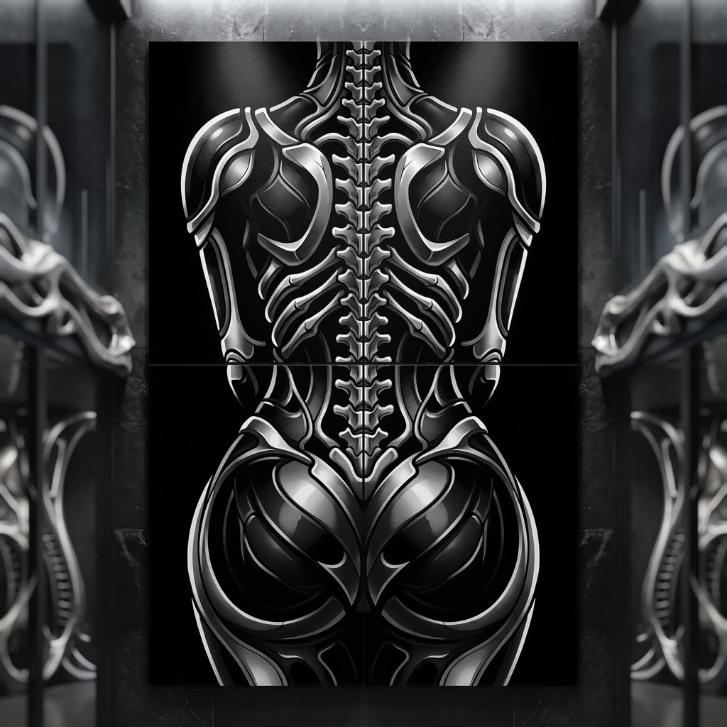 XENIA | Metallic Female Alien Cybernetic Body Op Art | Luxury Gothic Multi-Print Wall Art