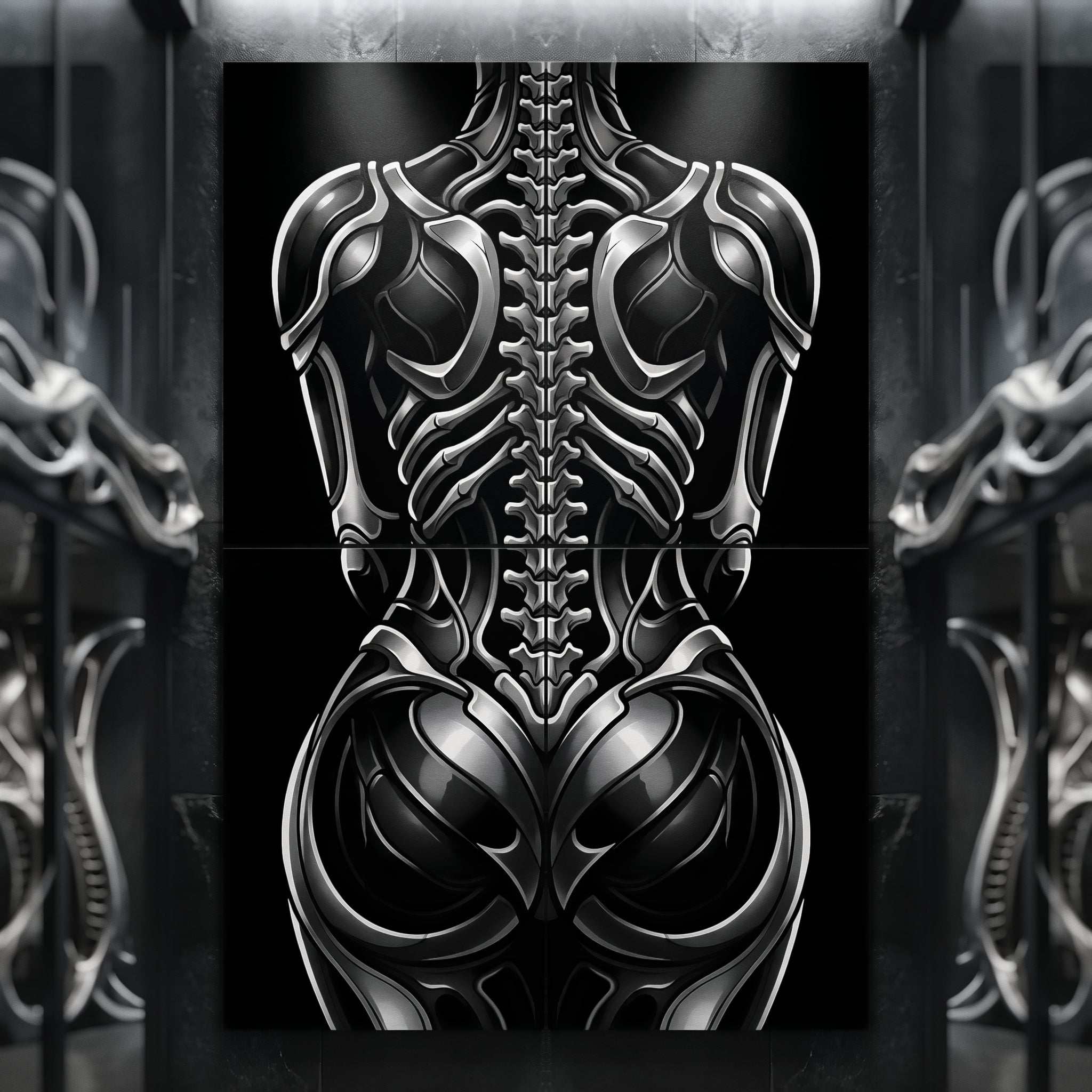XENIA | Metallic Female Alien Cybernetic Body Op Art | Luxury Gothic Multi-Print Wall Art