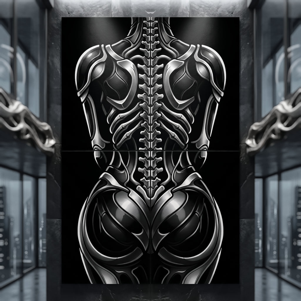 XENIA | Metallic Female Alien Cybernetic Body Op Art | Luxury Gothic Multi-Print Wall Art