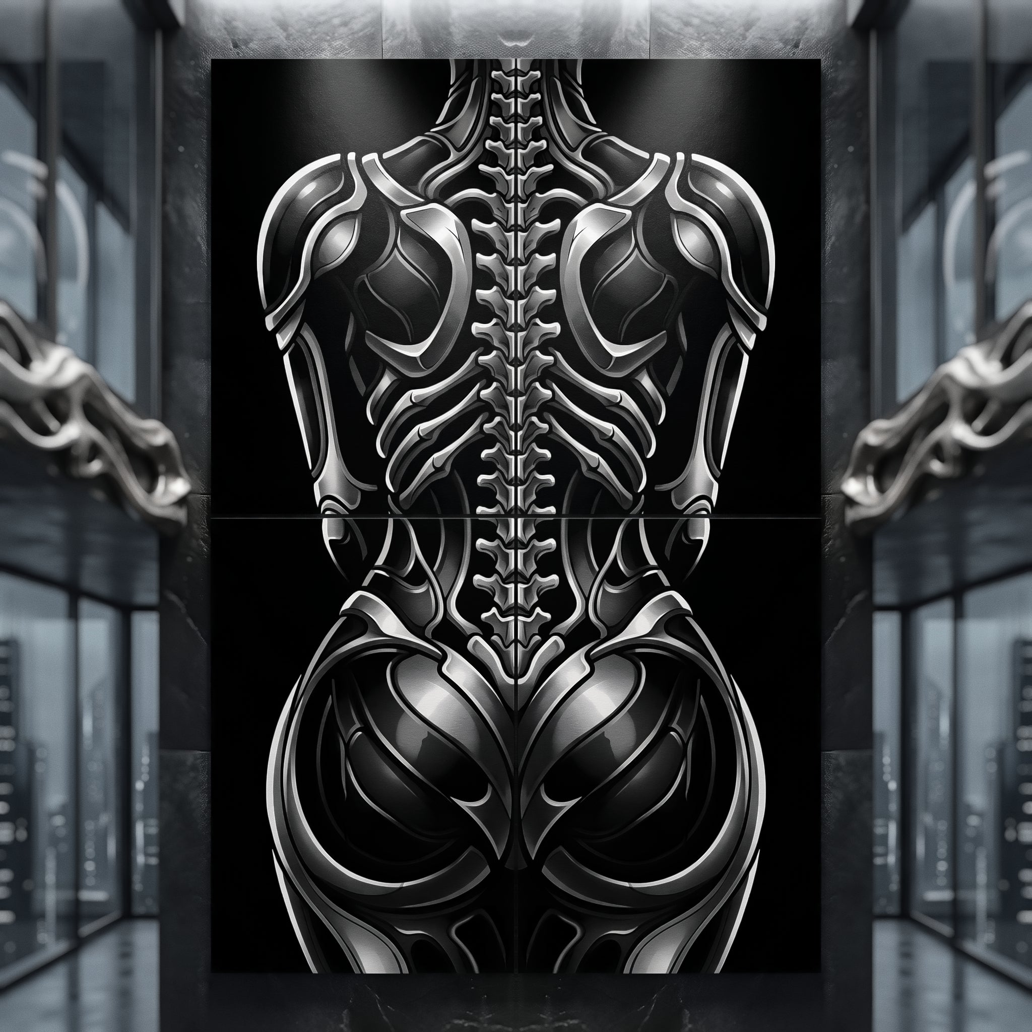 XENIA | Metallic Female Alien Cybernetic Body Op Art | Luxury Gothic Multi-Print Wall Art