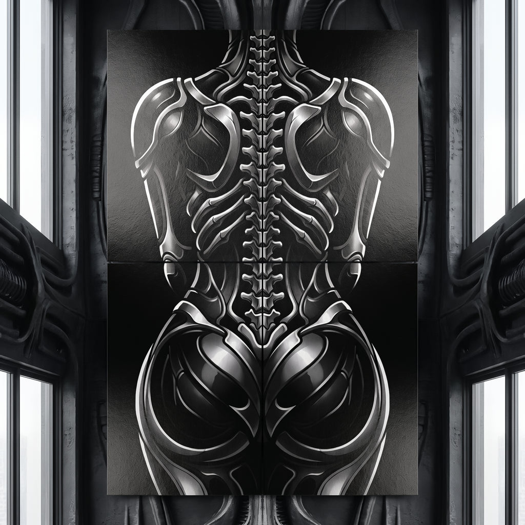 XENIA | Metallic Female Alien Cybernetic Body Op Art | Luxury Gothic Multi-Print Wall Art