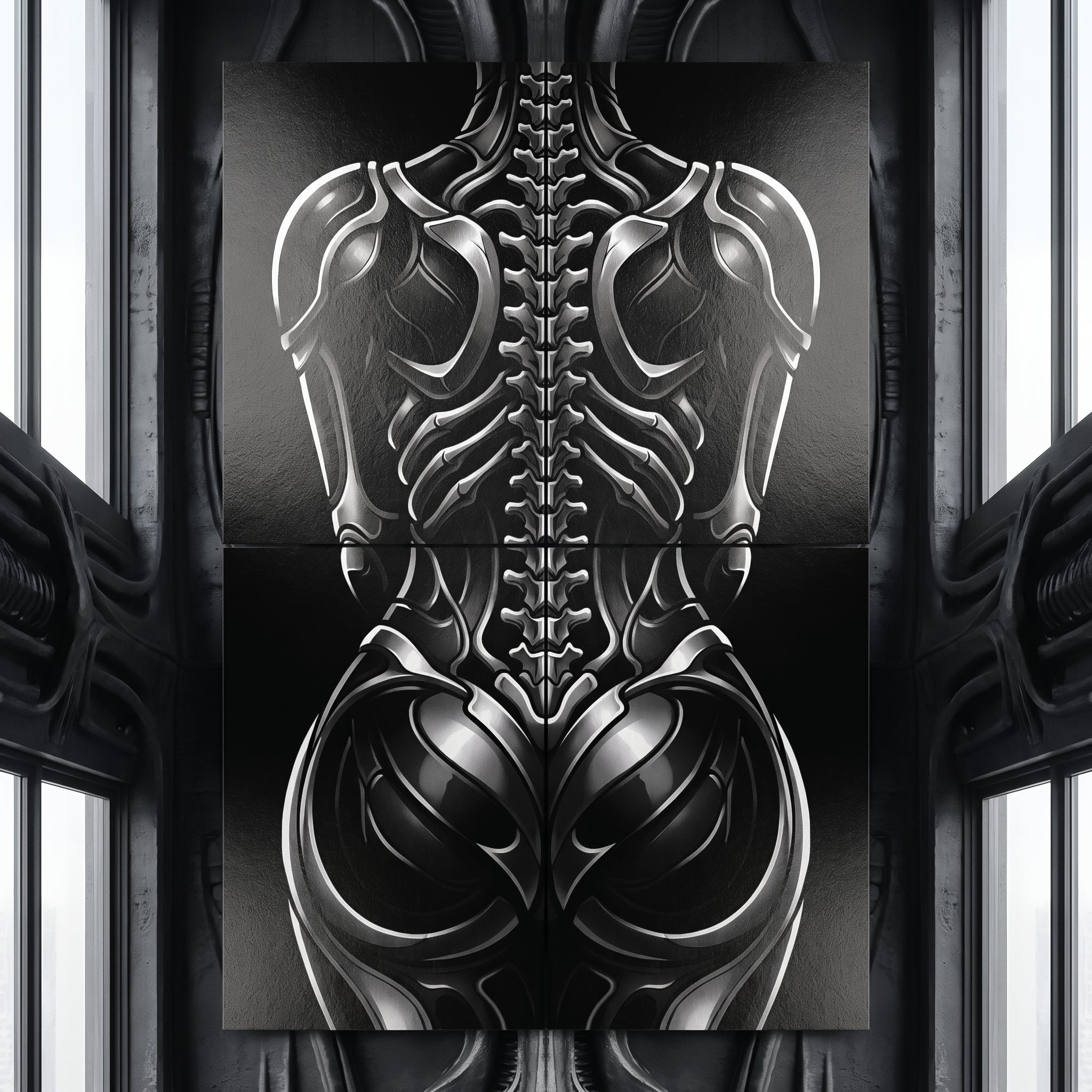 XENIA | Metallic Female Alien Cybernetic Body Op Art | Luxury Gothic Multi-Print Wall Art