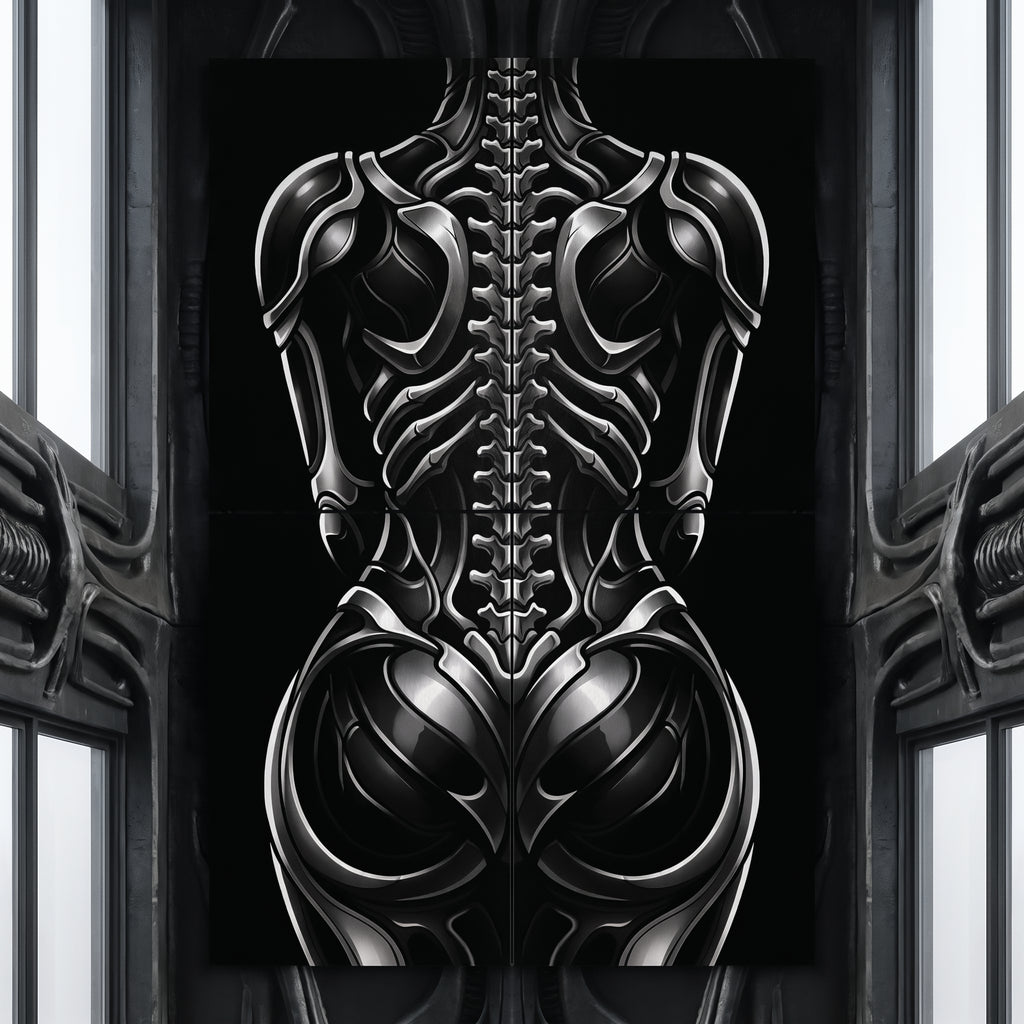 XENIA | Metallic Female Alien Cybernetic Body Op Art | Luxury Gothic Multi-Print Wall Art