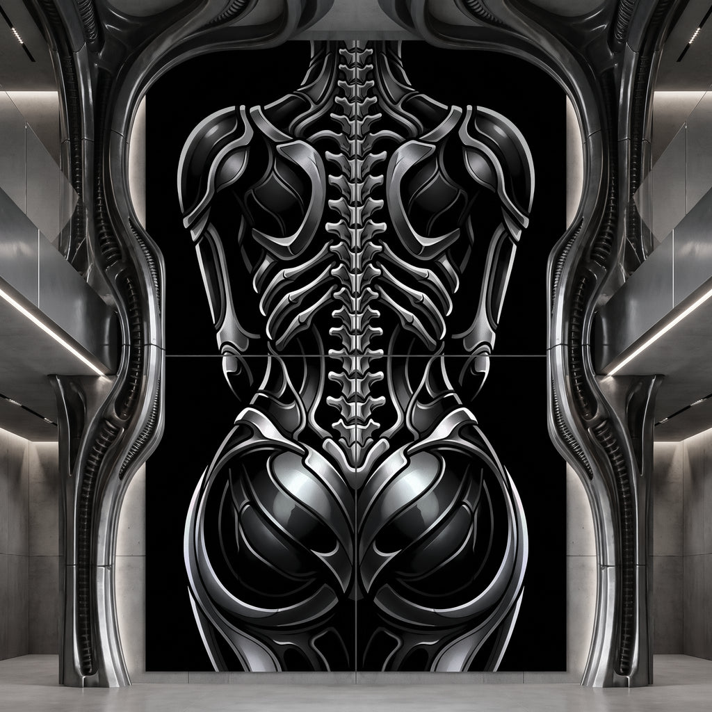 XENIA | Metallic Female Alien Cybernetic Body Op Art | Luxury Gothic Multi-Print Wall Art