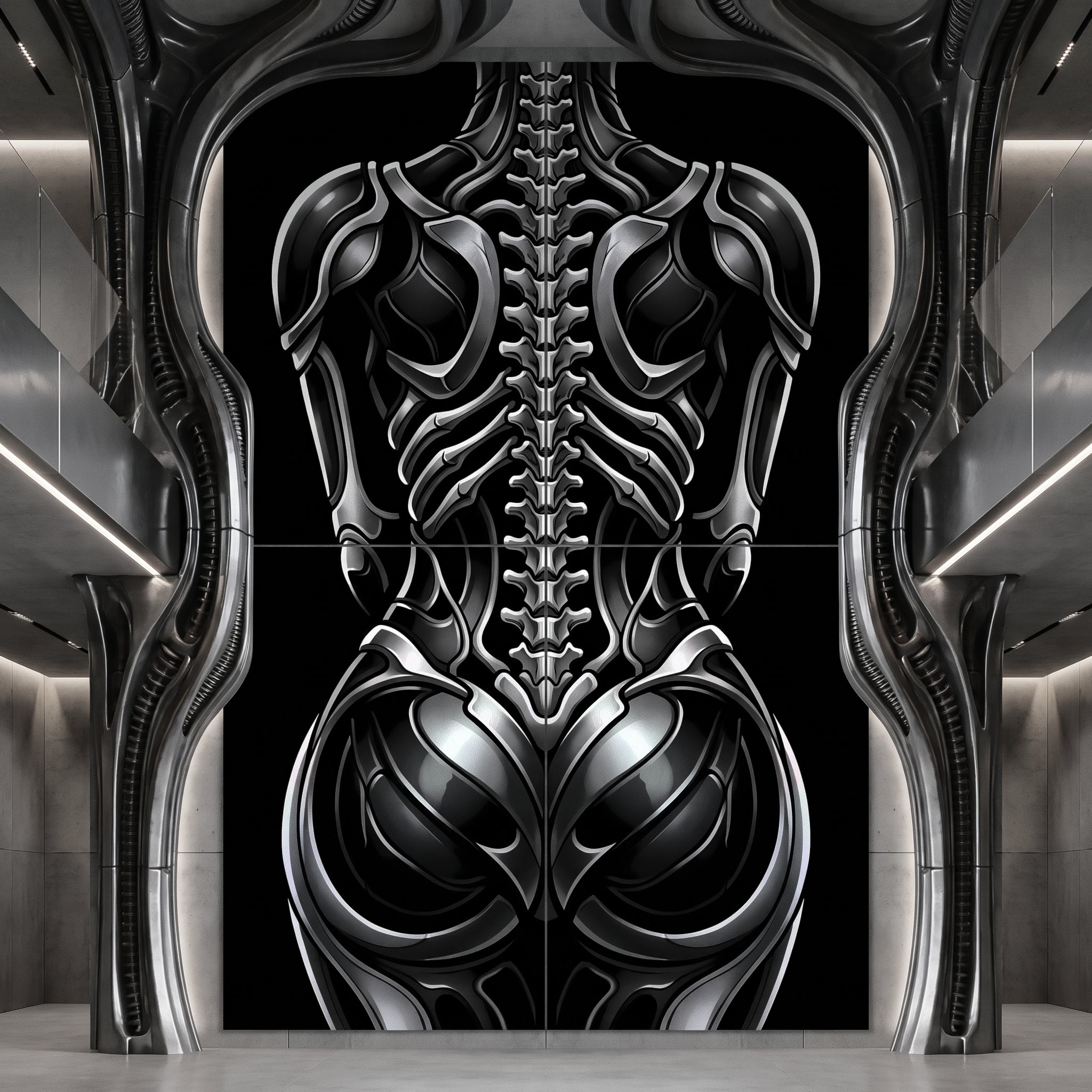 XENIA | Metallic Female Alien Cybernetic Body Op Art | Luxury Gothic Multi-Print Wall Art
