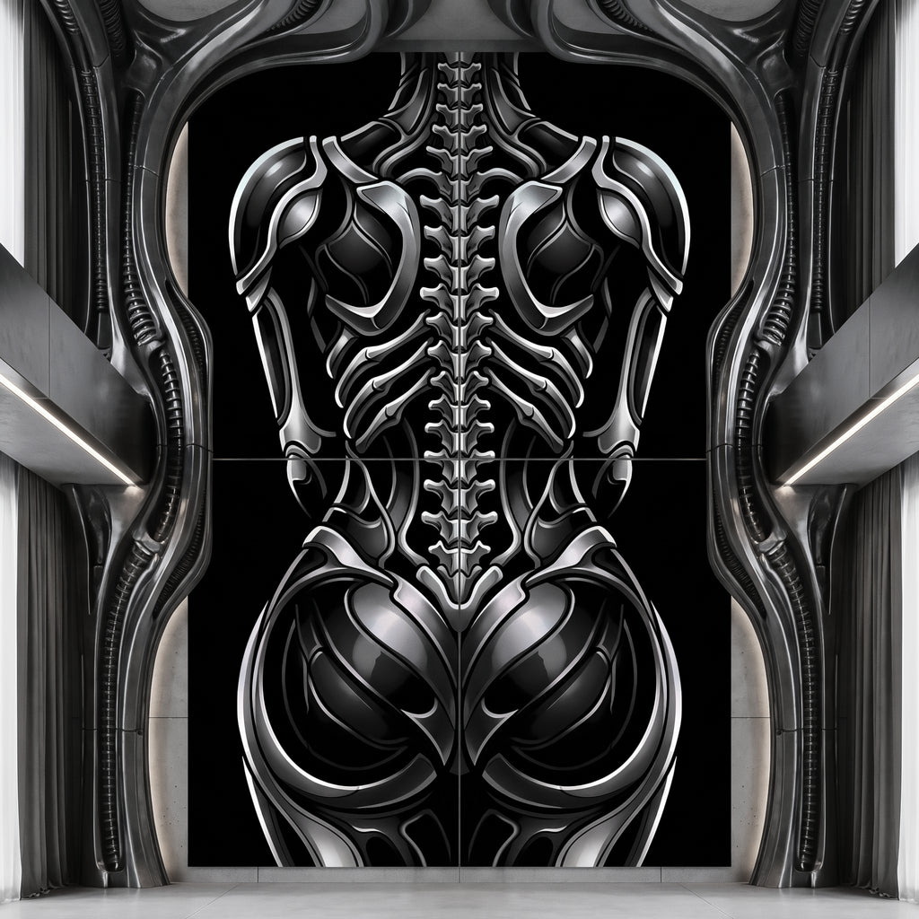 XENIA | Metallic Female Alien Cybernetic Body Op Art | Luxury Gothic Multi-Print Wall Art