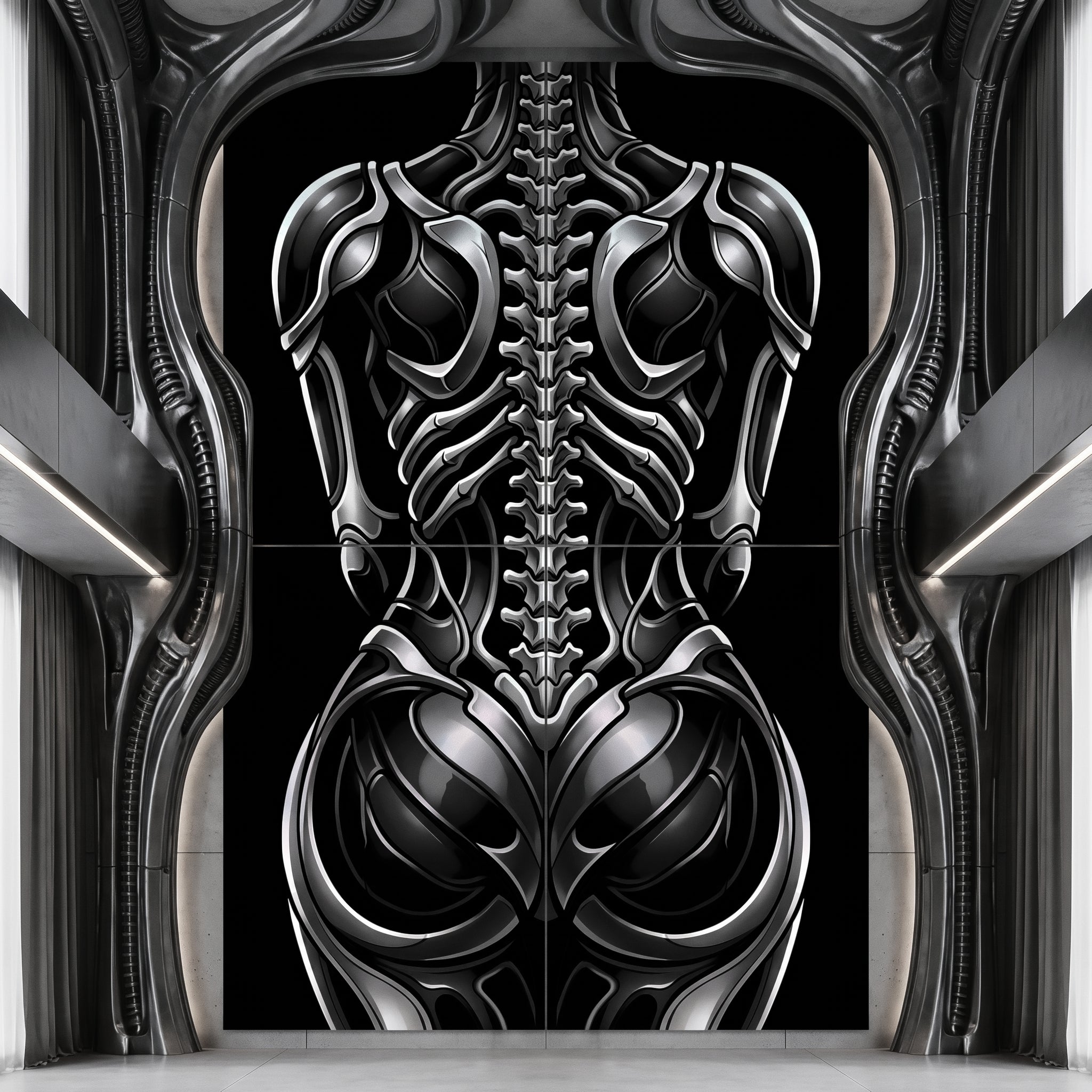XENIA | Metallic Female Alien Cybernetic Body Op Art | Luxury Gothic Multi-Print Wall Art