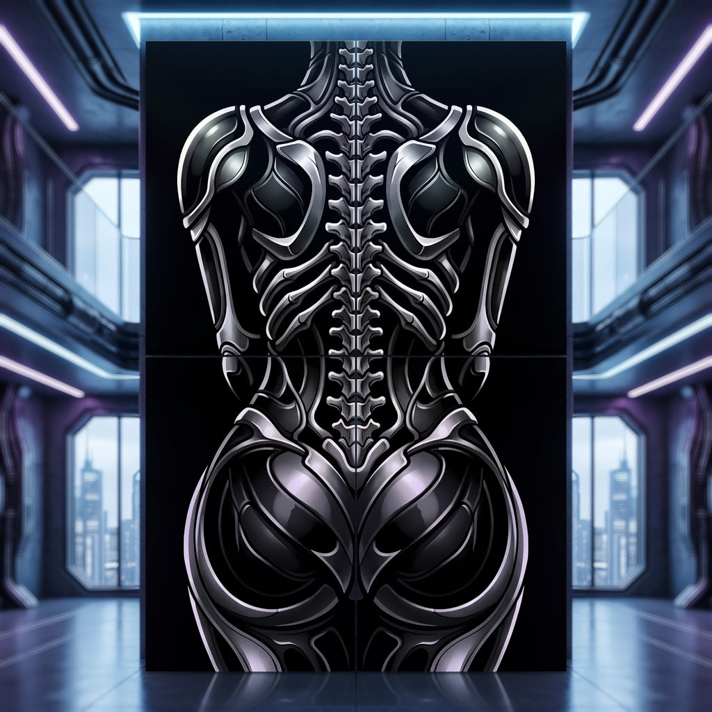 XENIA | Metallic Female Alien Cybernetic Body Op Art | Luxury Gothic Multi-Print Wall Art