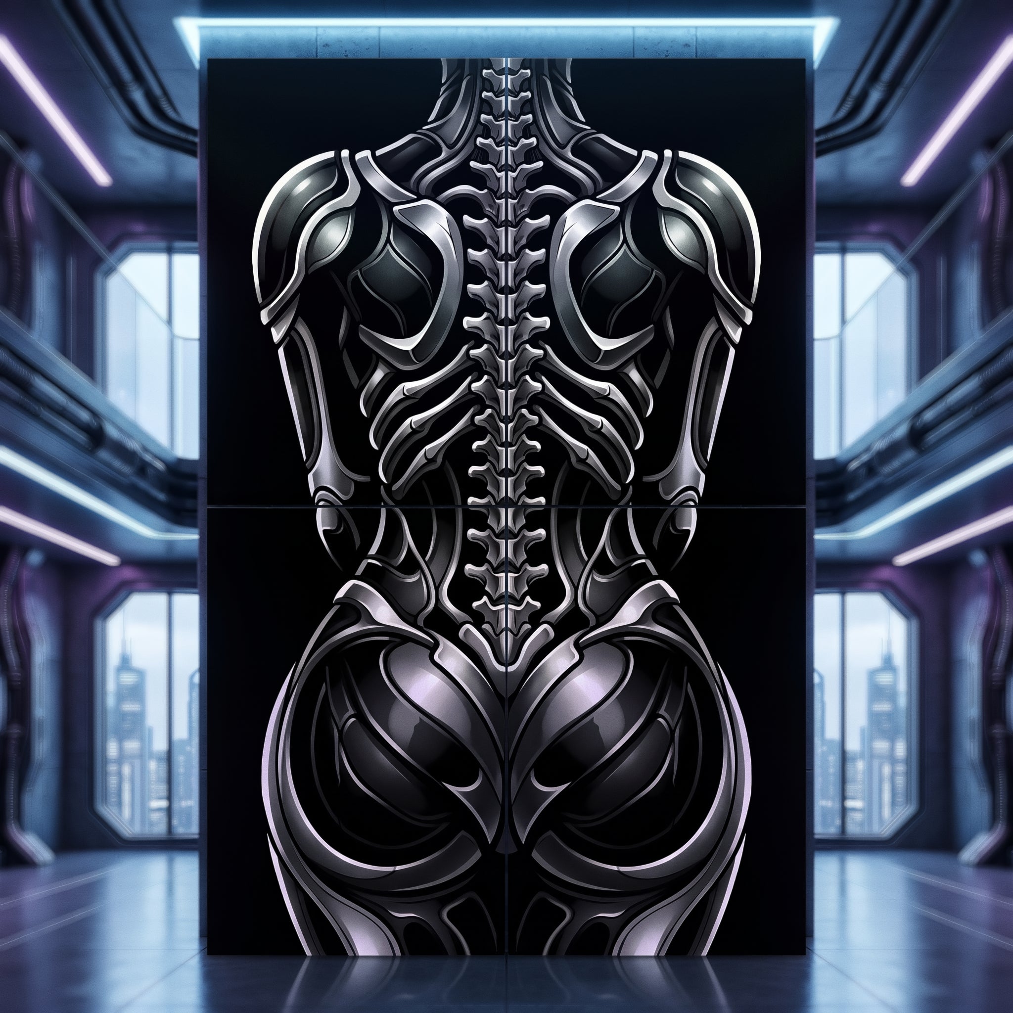 XENIA | Metallic Female Alien Cybernetic Body Op Art | Luxury Gothic Multi-Print Wall Art