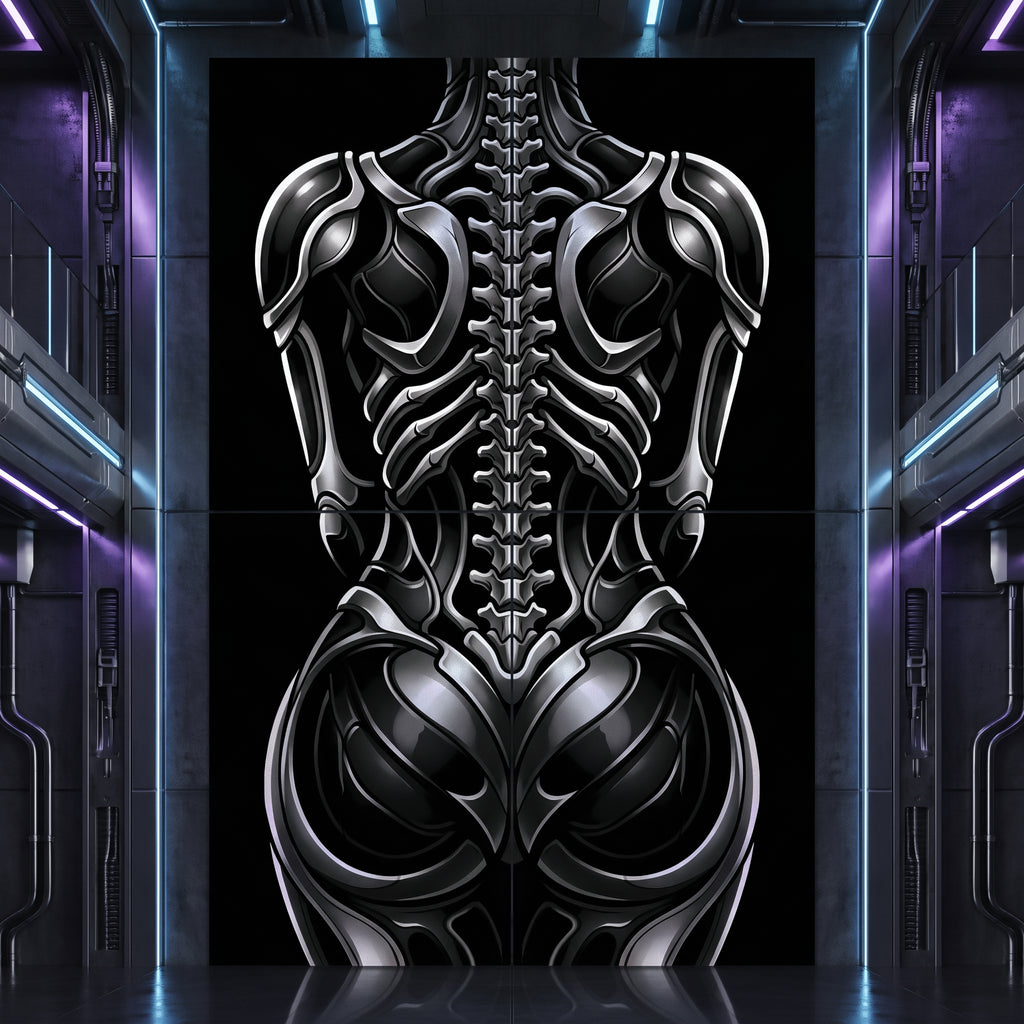 XENIA | Metallic Female Alien Cybernetic Body Op Art | Luxury Gothic Multi-Print Wall Art