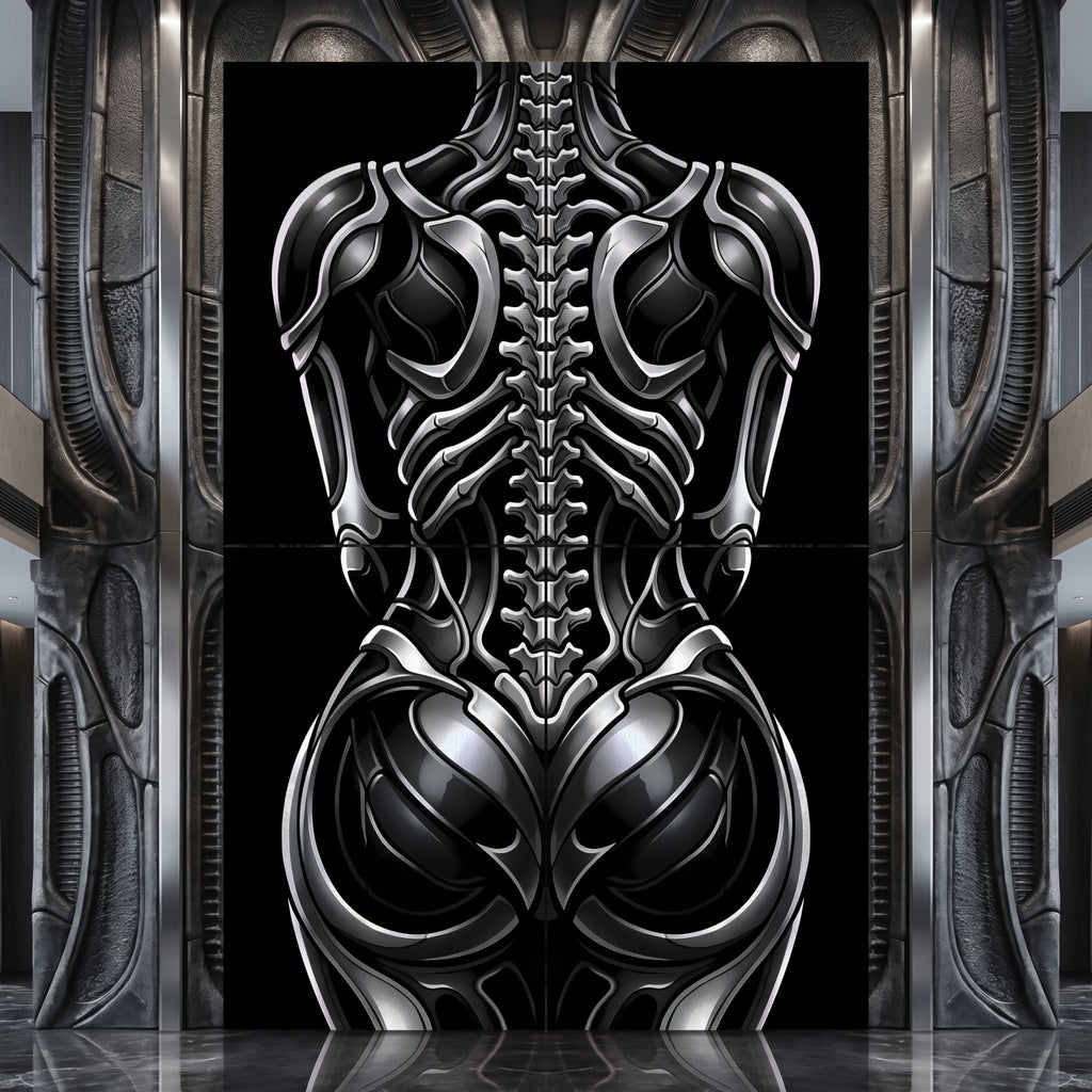 XENIA | Metallic Female Alien Cybernetic Body Op Art | Luxury Gothic Multi-Print Wall Art