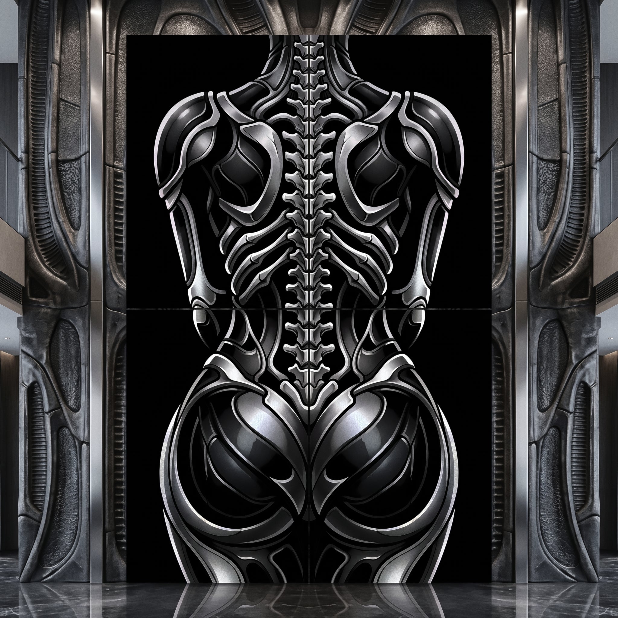 XENIA | Metallic Female Alien Cybernetic Body Op Art | Luxury Gothic Multi-Print Wall Art