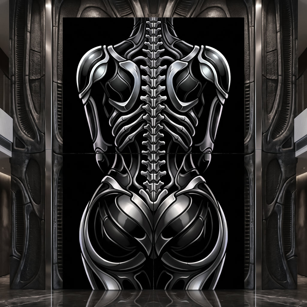 XENIA | Metallic Female Alien Cybernetic Body Op Art | Luxury Gothic Multi-Print Wall Art