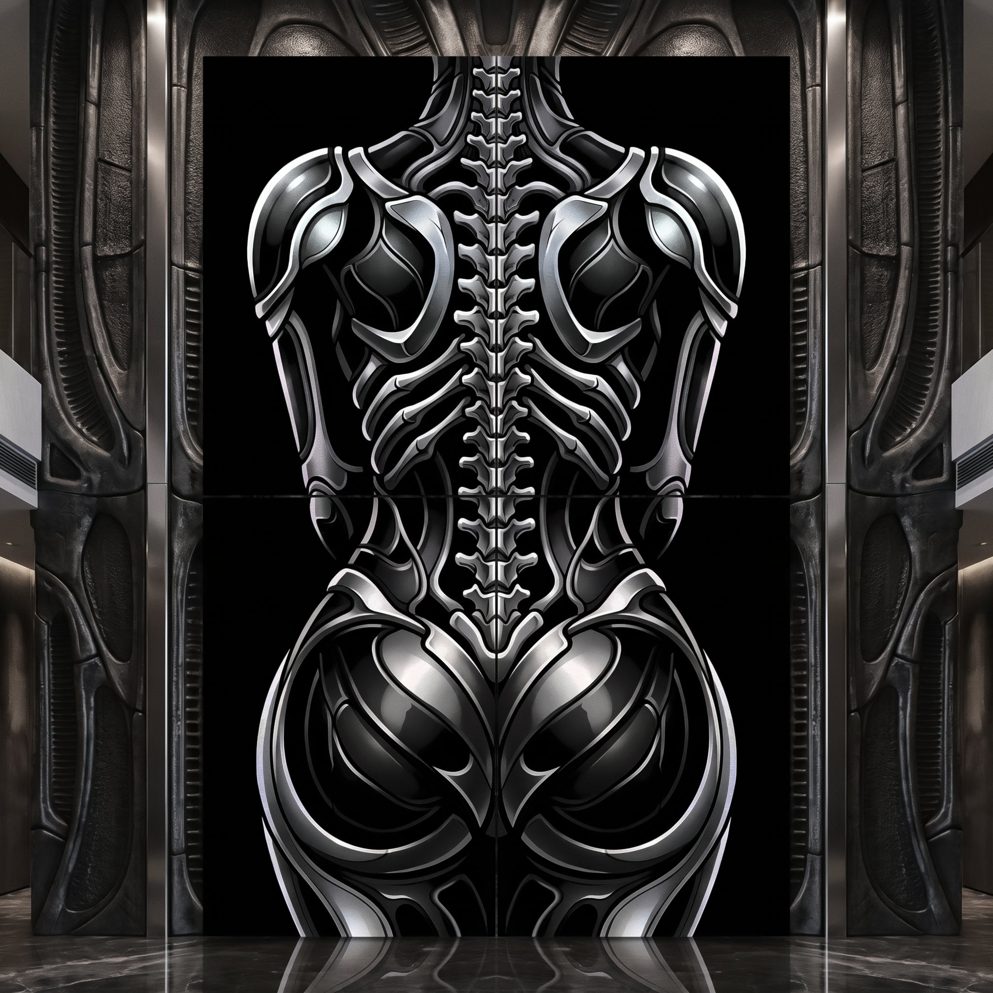 XENIA | Metallic Female Alien Cybernetic Body Op Art | Luxury Gothic Multi-Print Wall Art