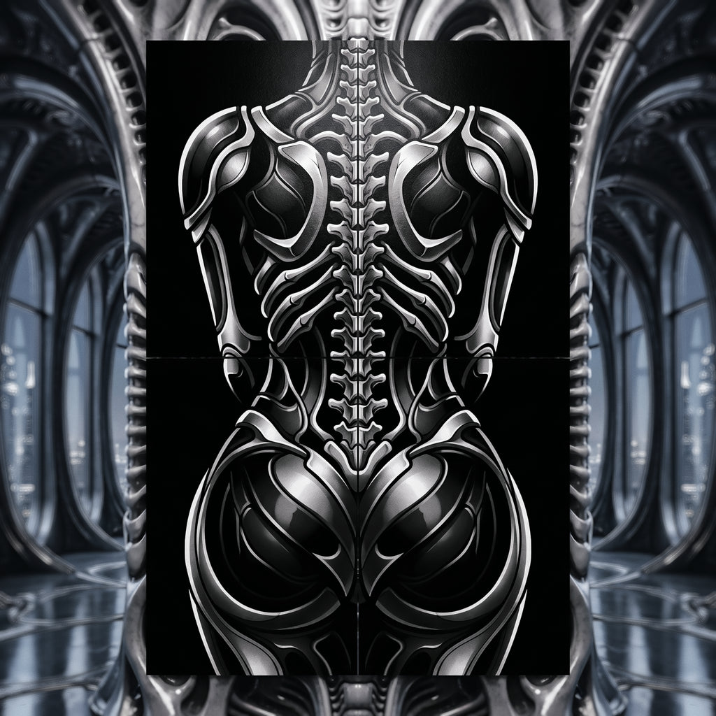 XENIA | Metallic Female Alien Cybernetic Body Op Art | Luxury Gothic Multi-Print Wall Art