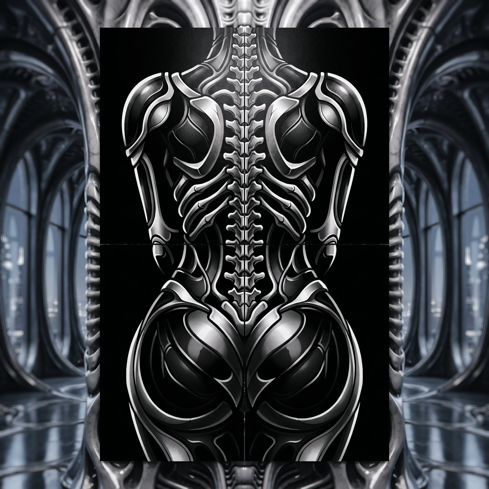 XENIA | Metallic Female Alien Cybernetic Body Op Art | Luxury Gothic Multi-Print Wall Art