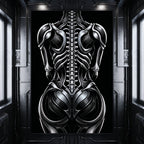 XENIA | Metallic Alien Female Cybernetic Body Wall Art | Luxury Gothic Op Art Print