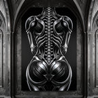 XENIA | Metallic Alien Female Cybernetic Body Wall Art | Luxury Gothic Op Art Print