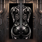 XENIA | Metallic Alien Female Cybernetic Body Wall Art | Luxury Gothic Op Art Print