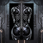 XENIA | Metallic Alien Female Cybernetic Body Wall Art | Luxury Gothic Op Art Print