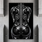 XENIA | Metallic Alien Female Cybernetic Body Wall Art | Luxury Gothic Op Art Print