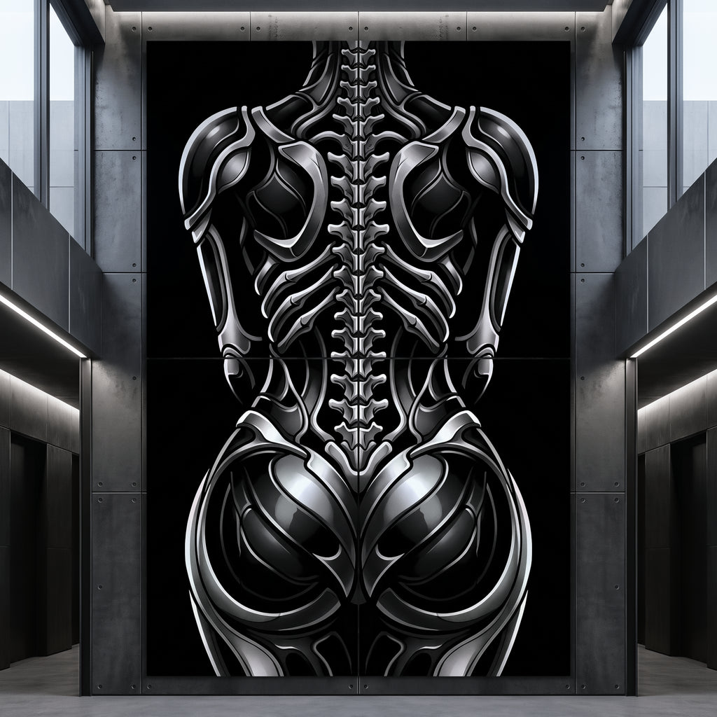 XENIA | Metallic Female Alien Cybernetic Body Op Art | Luxury Gothic Multi-Print Wall Art
