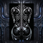 XENIA | Metallic Alien Female Cybernetic Body Wall Art | Luxury Gothic Op Art Print
