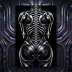 XENIA | Metallic Alien Female Cybernetic Body Wall Art | Luxury Gothic Op Art Print