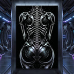XENIA | Metallic Alien Female Cybernetic Body Wall Art | Luxury Gothic Op Art Print