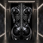 XENIA | Metallic Alien Female Cybernetic Body Wall Art | Luxury Gothic Op Art Print