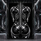 XENIA | Metallic Alien Female Cybernetic Body Wall Art | Luxury Gothic Op Art Print