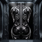 XENIA | Metallic Alien Female Cybernetic Body Wall Art | Luxury Gothic Op Art Print