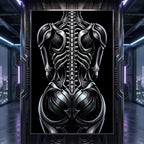 XENIA | Metallic Alien Female Cybernetic Body Wall Art | Luxury Gothic Op Art Print