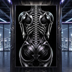 XENIA | Metallic Alien Female Cybernetic Body Wall Art | Luxury Gothic Op Art Print
