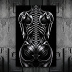 XENIA | Metallic Alien Female Cybernetic Body Wall Art | Luxury Gothic Op Art Print