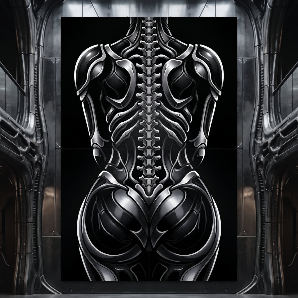 XENIA | Metallic Female Alien Cybernetic Body Op Art | Luxury Gothic Multi-Print Wall Art