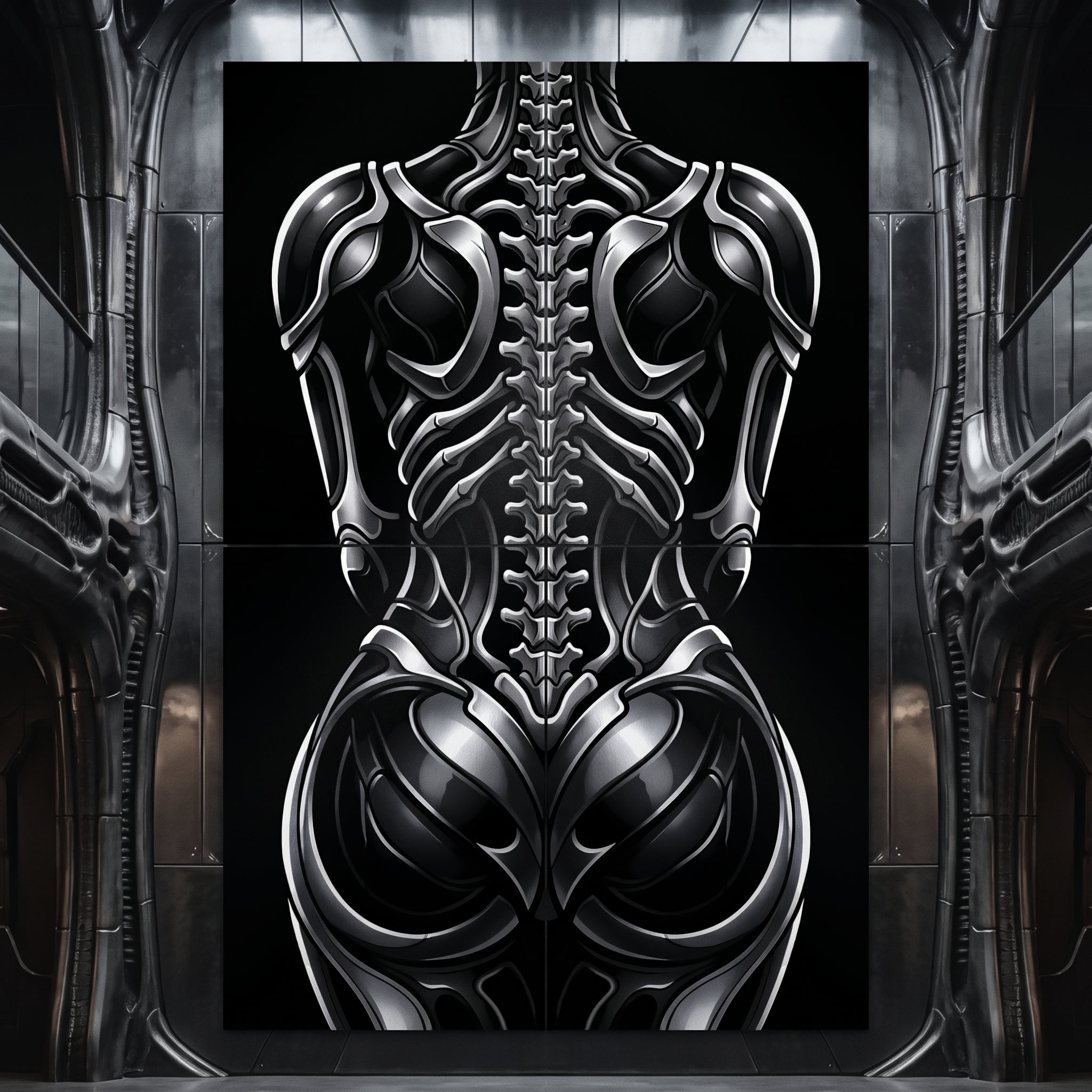 XENIA | Metallic Female Alien Cybernetic Body Op Art | Luxury Gothic Multi-Print Wall Art