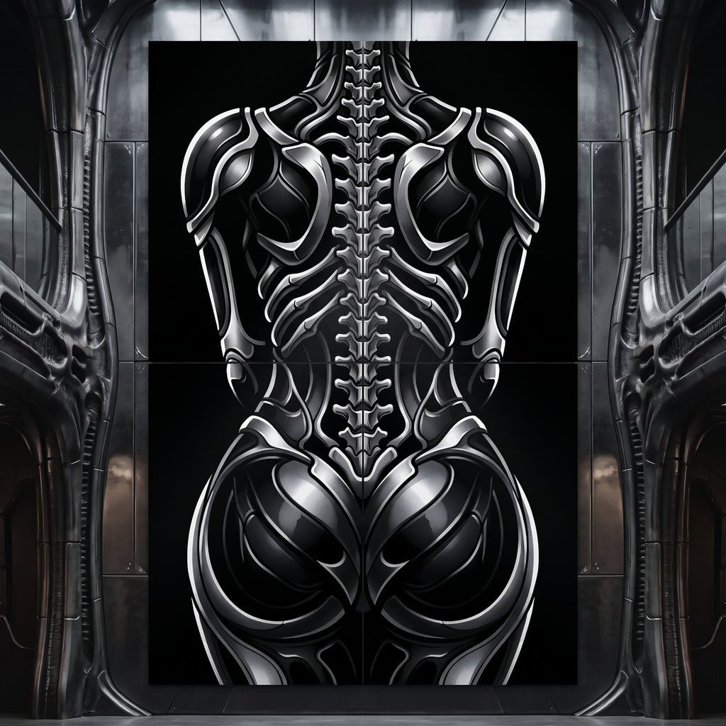 XENIA | Metallic Female Alien Cybernetic Body Op Art | Luxury Gothic Multi-Print Wall Art