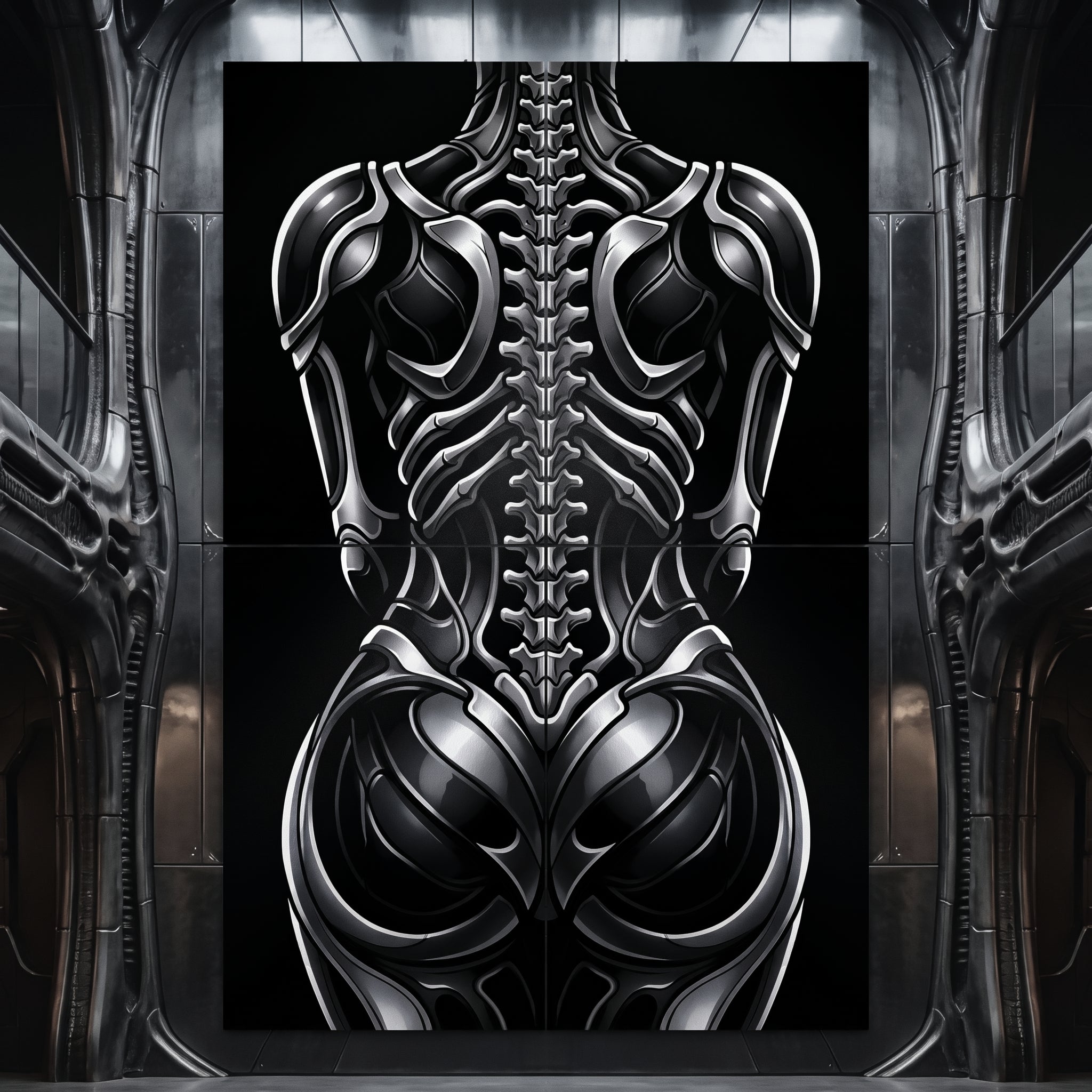 XENIA | Metallic Female Alien Cybernetic Body Op Art | Luxury Gothic Multi-Print Wall Art